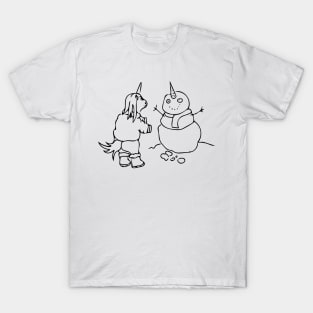 Unicorns Building a Snowman T-Shirt